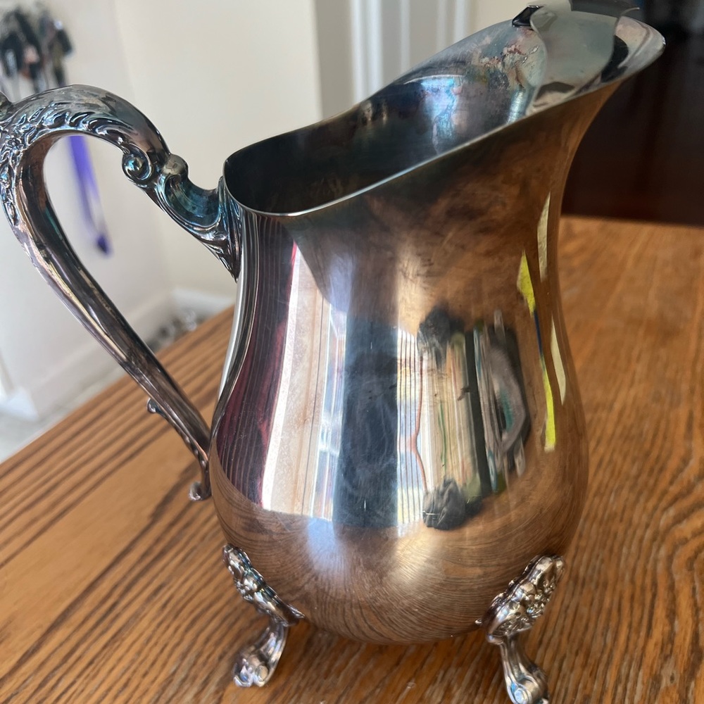 Vintage Silverplate Beverage Pitcher with ice guard